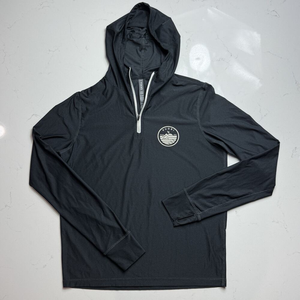 Vuori Hoodie Mens Small Uluwatu Water Dark Grey, Stretch, 1/4 Zip, v1038